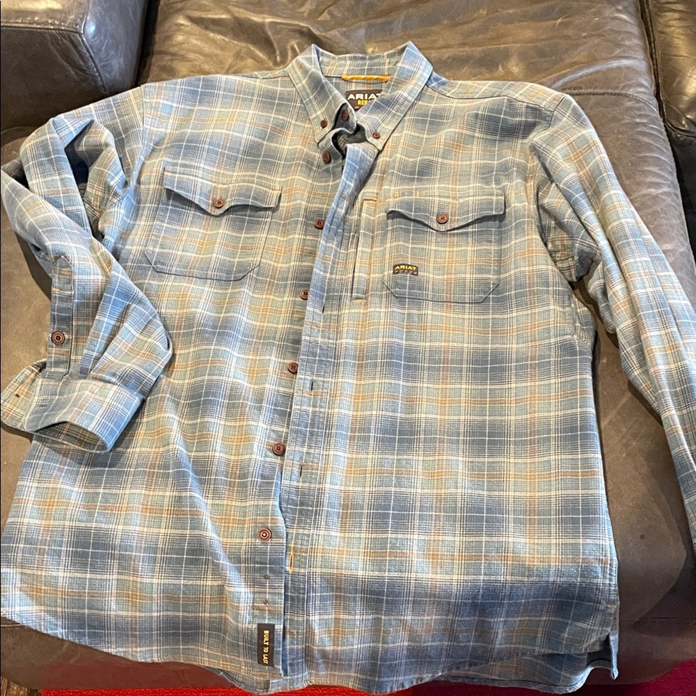 Ariat Light Blue Plaid Casual Shirt